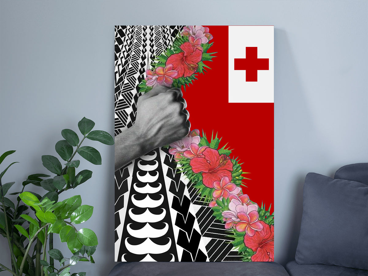 Personalised Poster Tonga Flag - Curve Style RLT7 Hanging Poster Cotton And Linen - Polynesian Pride