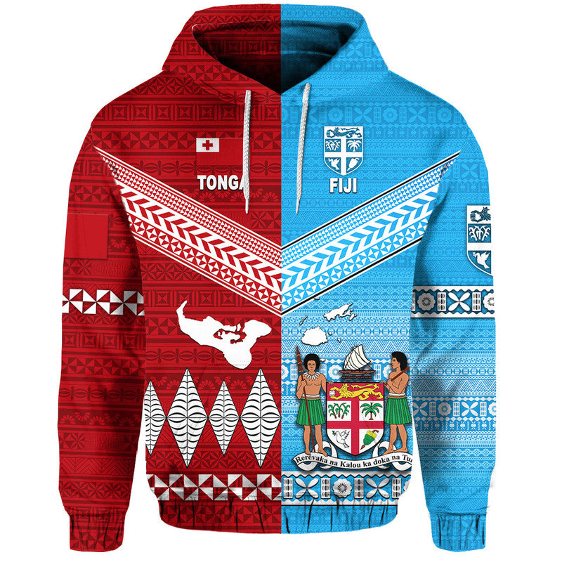 Tonga and Fiji Hoodie Together LT8 Red - Polynesian Pride