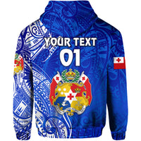 Custom Tonga Coat of Arms Zip Hoodie Simple Vibes Blue, Custom Text and Number LT8 - Polynesian Pride