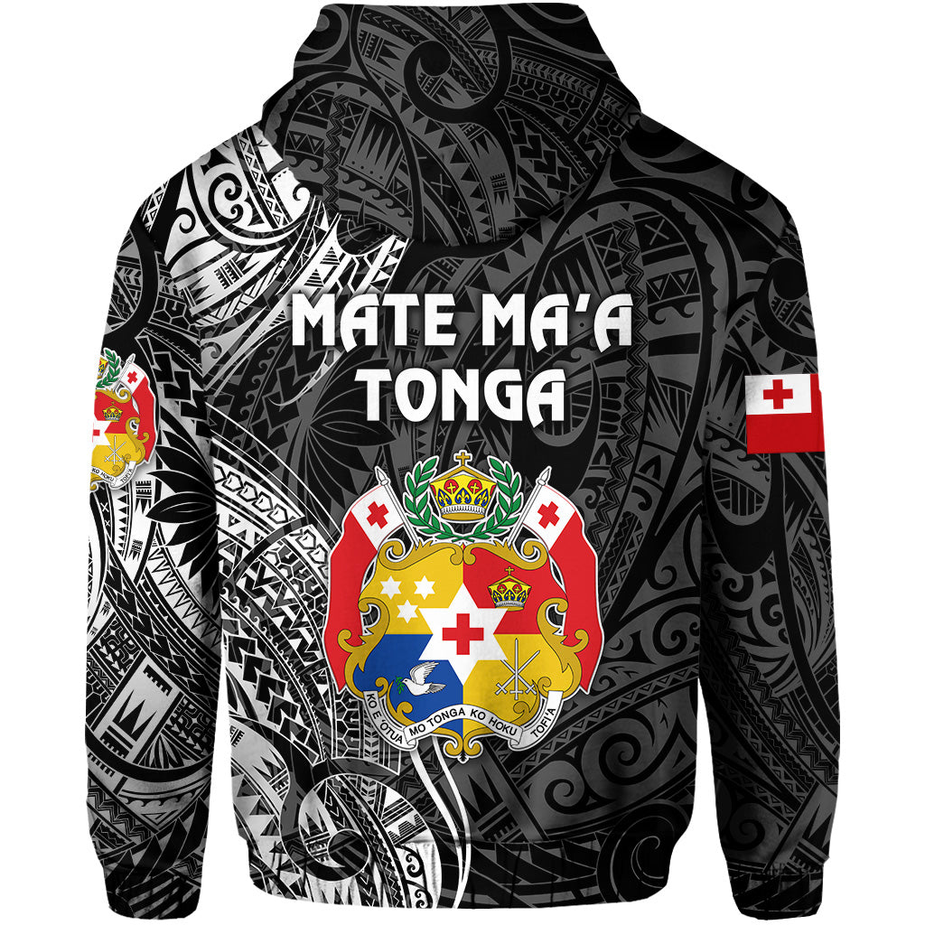 Custom Tonga Coat of Arms Zip Hoodie Simple Vibes Black LT8 - Polynesian Pride