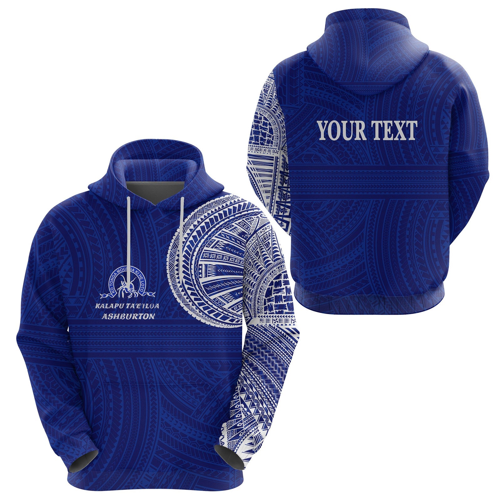 Custom Ko Tonga Hoodie Kalapu Taeiloa Ashburton Unisex Blue - Polynesian Pride
