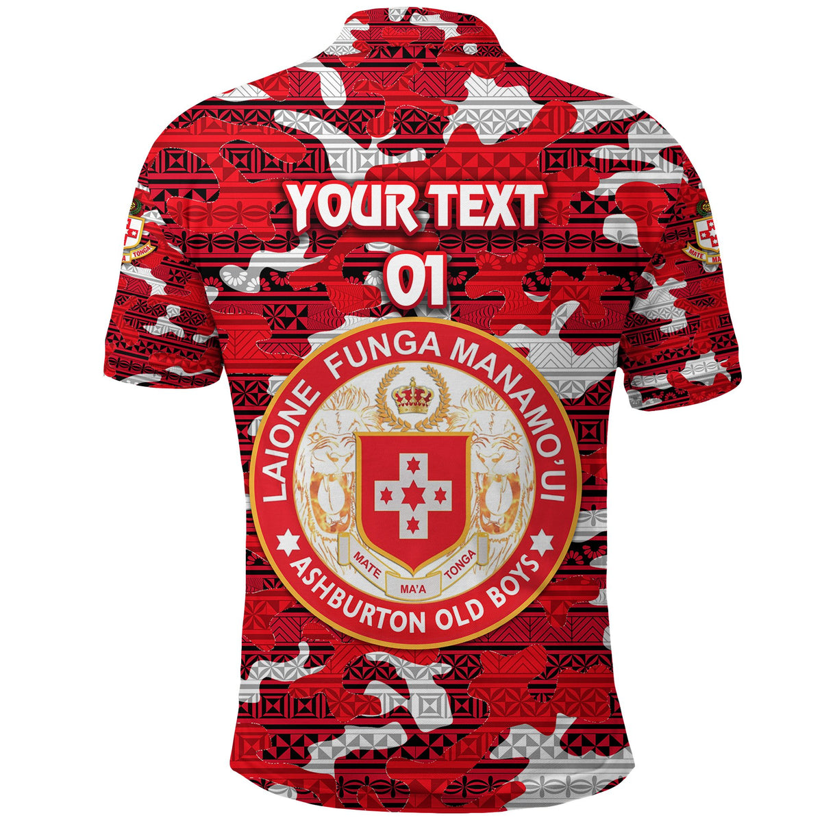 Custom Kolisi Tonga Polo Shirt Mate Maa Tonga Camouflage Vibes Ashburton Old Boys, Custom Text and Number - Polynesian Pride
