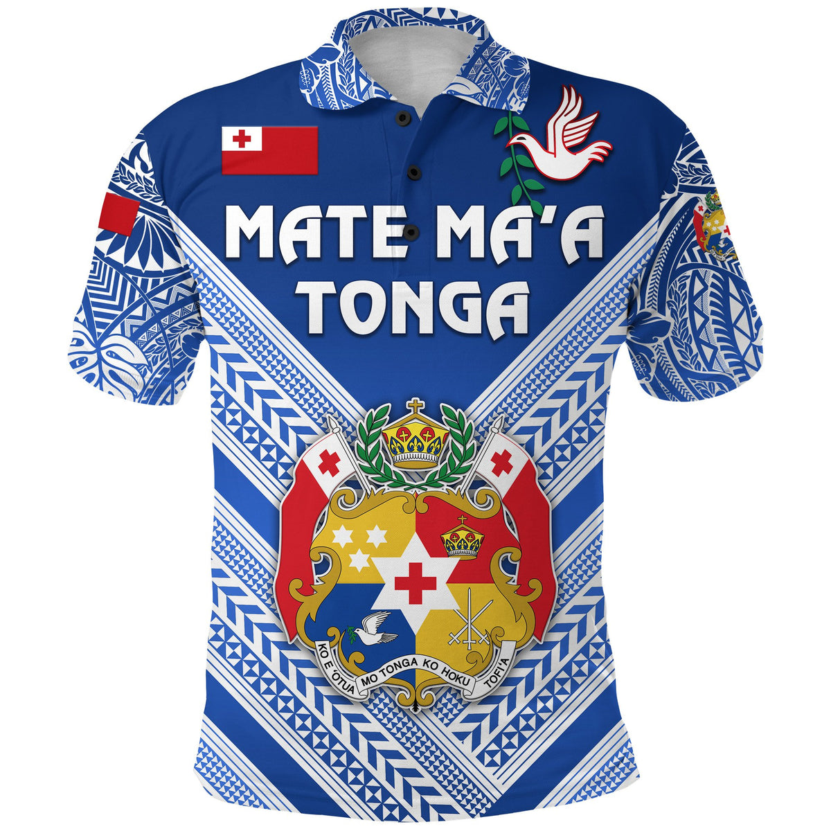 Mate Maa Tonga Rugby Polo Shirt Polynesian Creative Style Blue - Polynesian Pride