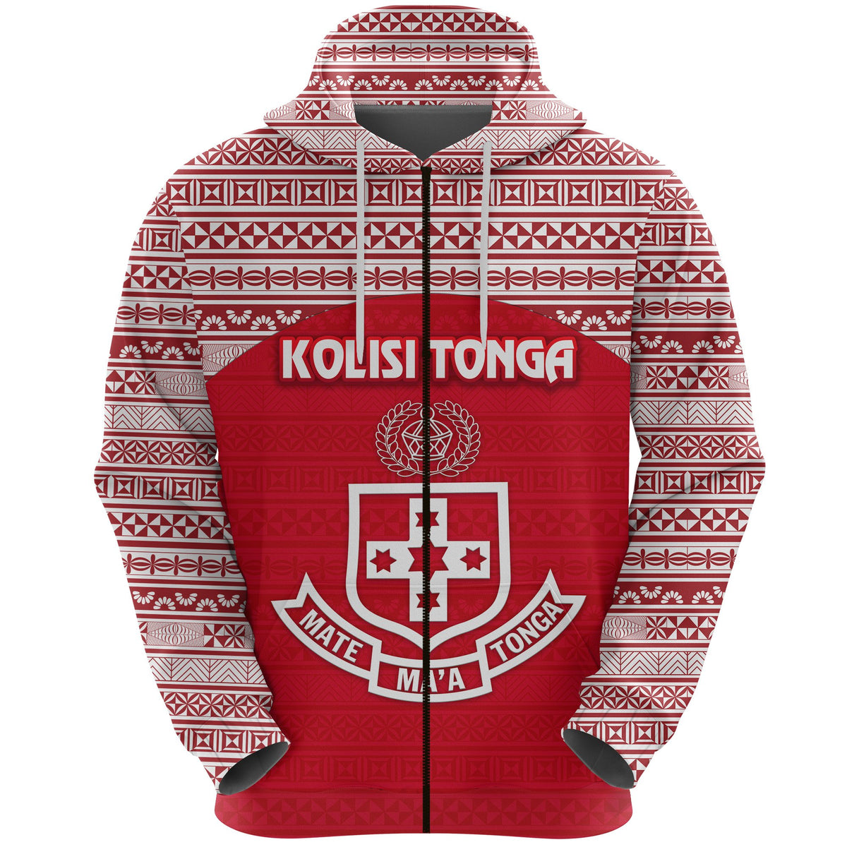 Custom Kolisi Tonga Zip Hoodie Mate Maa Tonga Simple Version Ashburton Old Boys, Custom Text and Number - Polynesian Pride