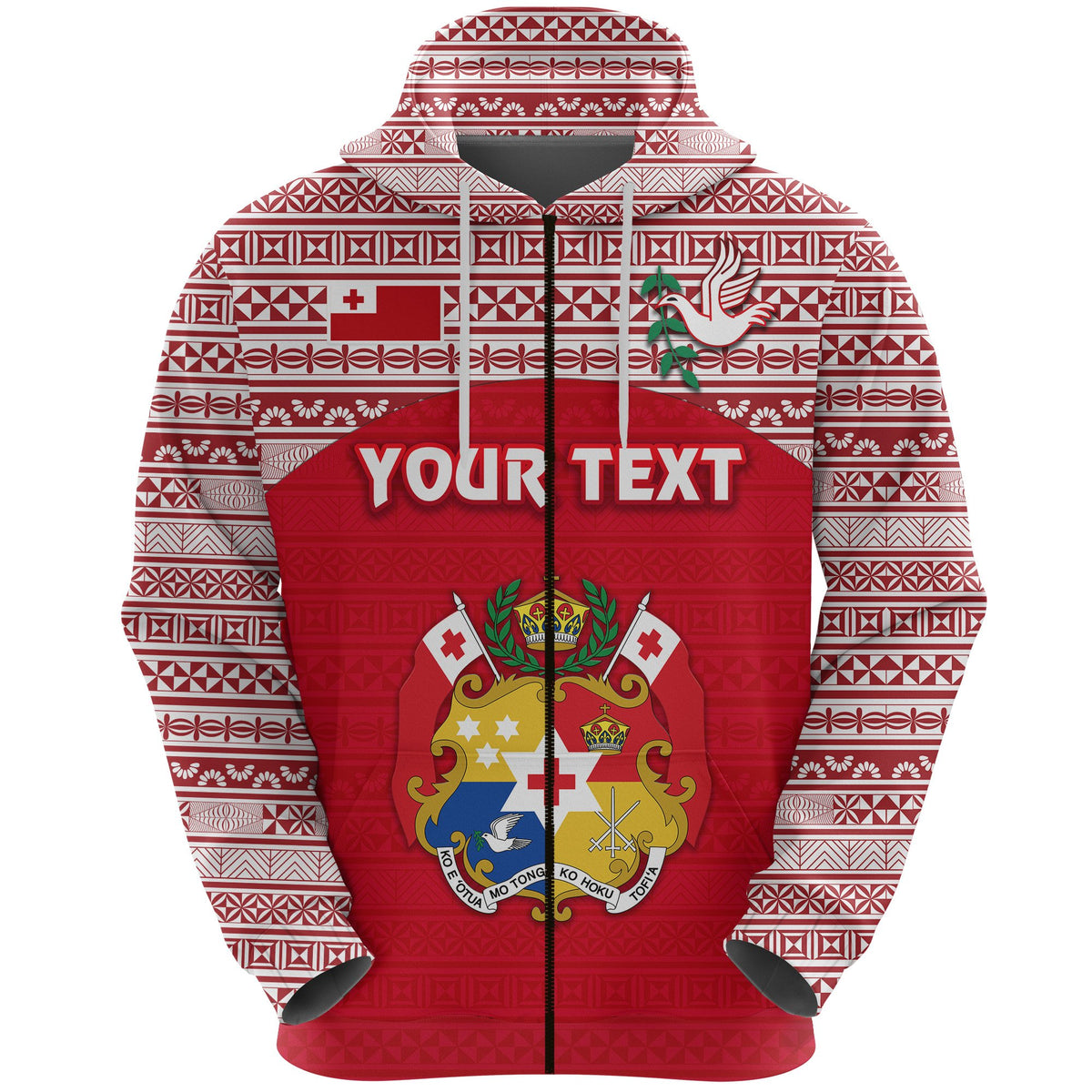 Custom Kolisi Tonga Zip Hoodie Mate Maa Tonga Simple Version Coat of Arms - Polynesian Pride