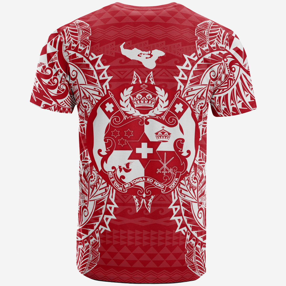 Tonga T Shirt Tonga Coat of Arms Map Polynesian Tattoo Red White - Polynesian Pride