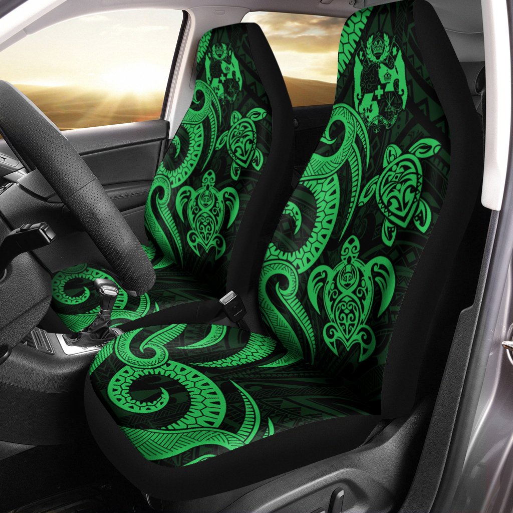 Tonga Car Seat Covers - Green Tentacle Turtle Universal Fit Green - Polynesian Pride