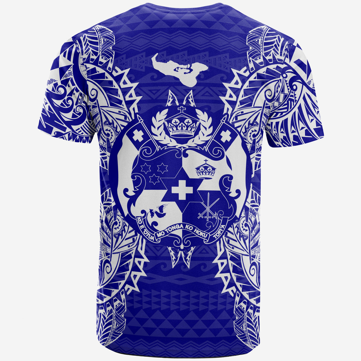Tonga T Shirt Tonga Coat of Arms Map Polynesian Tattoo Blue - Polynesian Pride