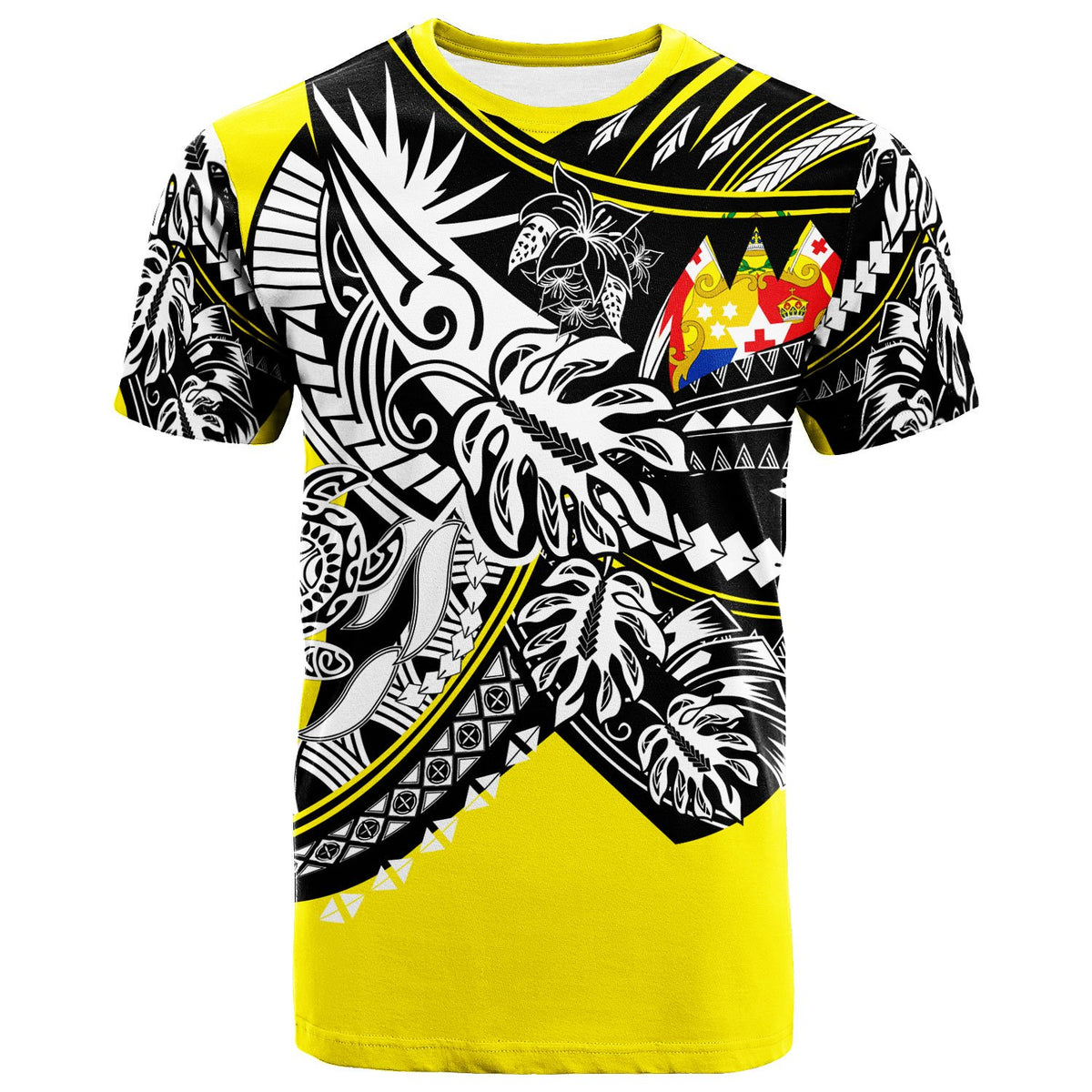 Tonga T Shirt Tribal Jungle Yellow Pattern Unisex Yellow - Polynesian Pride