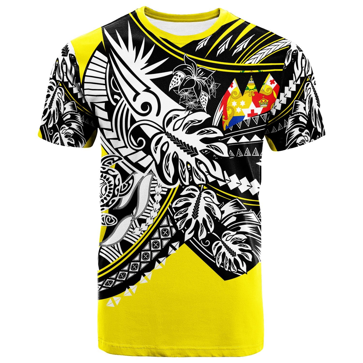 Tonga T Shirt Tribal Jungle Yellow Pattern Unisex Yellow - Polynesian Pride