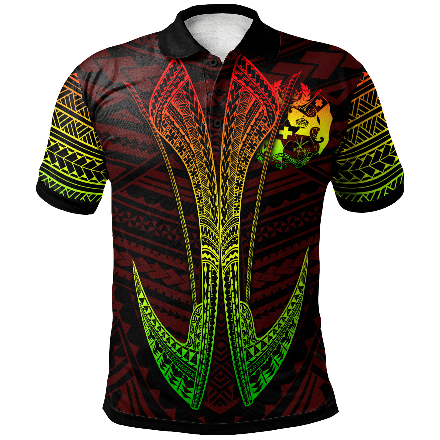 Tonga Custom Polo Shirt Fish Hook Ver2 Unisex Red - Polynesian Pride