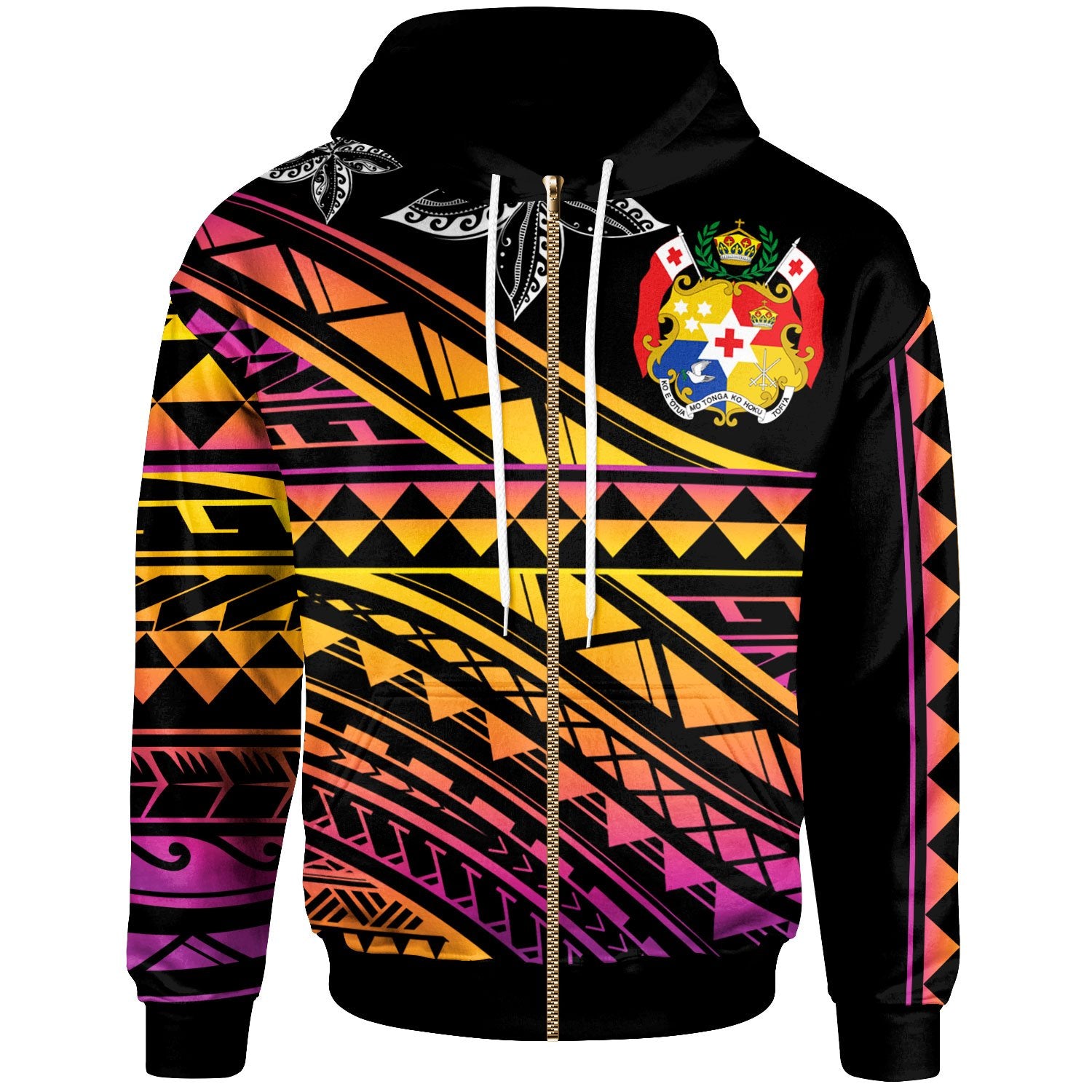 Tonga Custom Zip Hoodie Special Polynesian Ornaments Unisex Black - Polynesian Pride