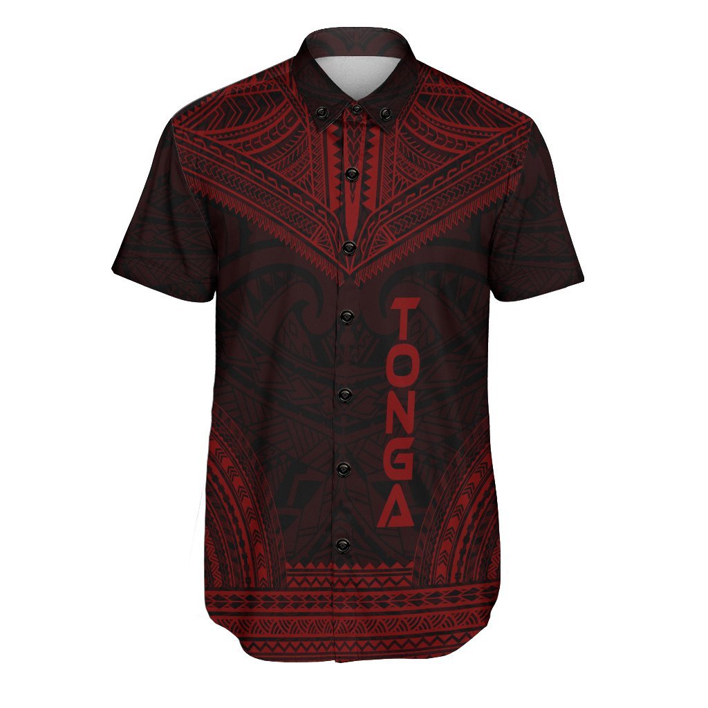 Tonga Polynesian Chief Shirt - Red Version Men Red - Polynesian Pride