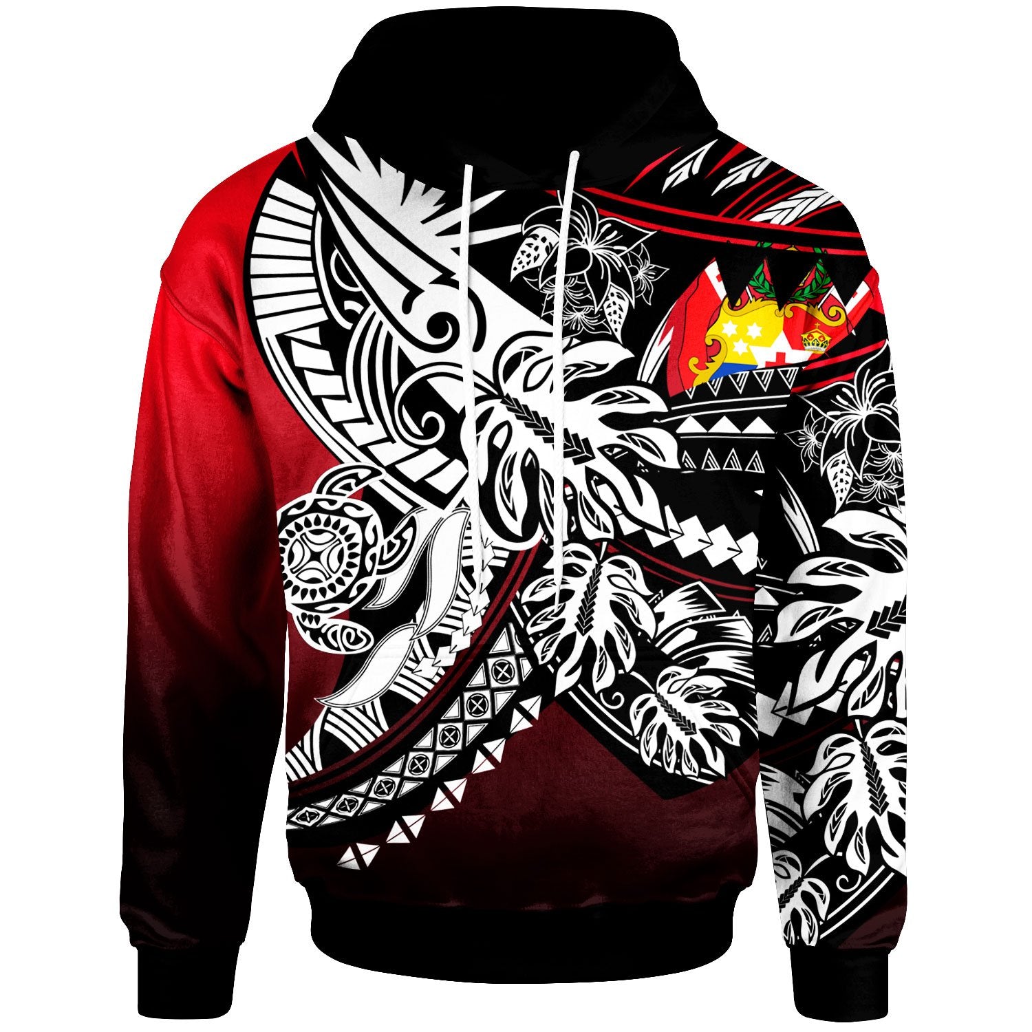 Tonga Hoodie Tribal Jungle Pattern Red Color Unisex Red - Polynesian Pride