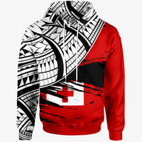 Tonga Custom Hoodie Tonga Flag Style With Claw Pattern Unisex Red - Polynesian Pride