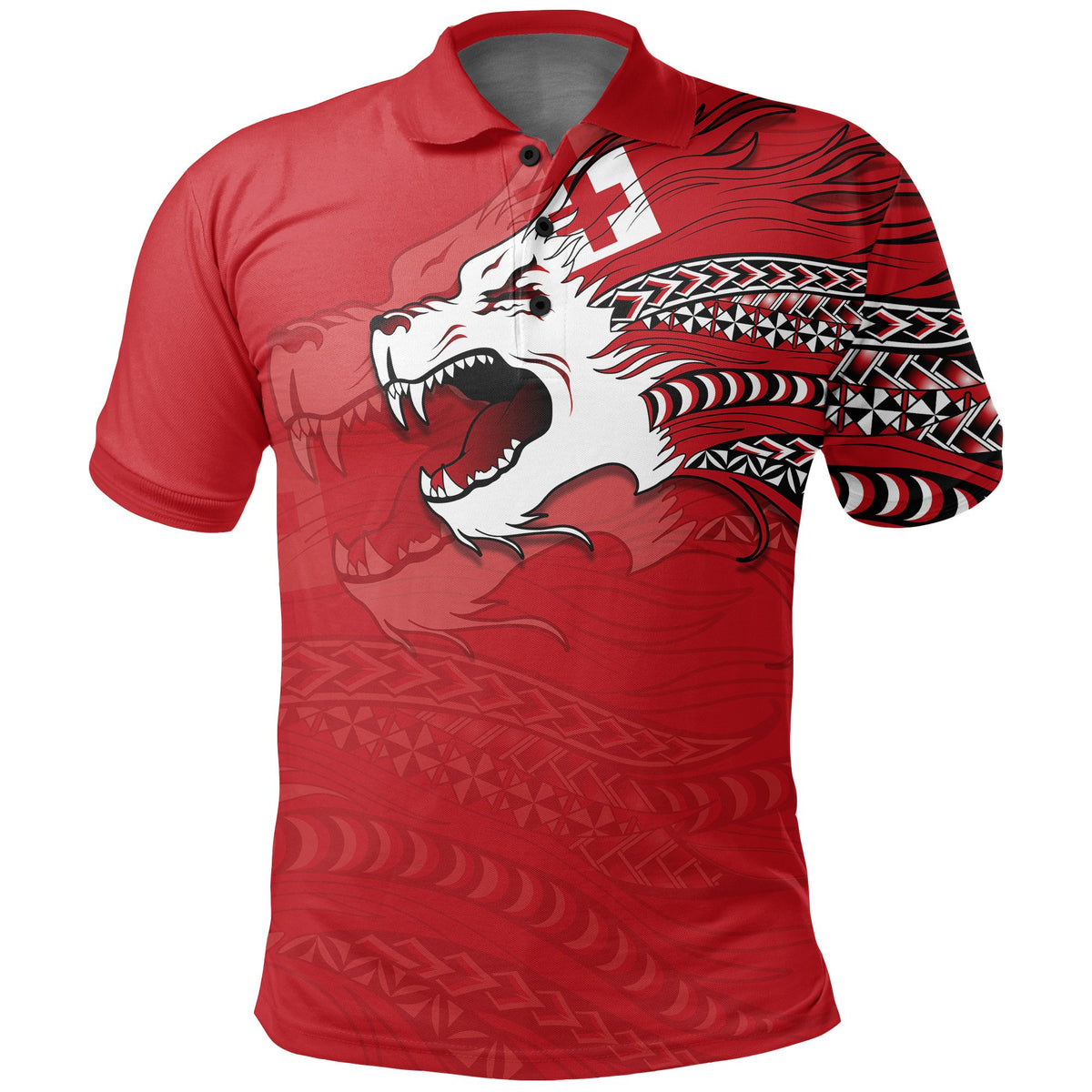 Tonga Polynesian Polo Shirt Tongan Pride Lion Unisex Red - Polynesian Pride