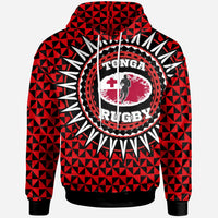 Tonga Hoodie Rugby Style Red Black Color Unisex Red - Polynesian Pride