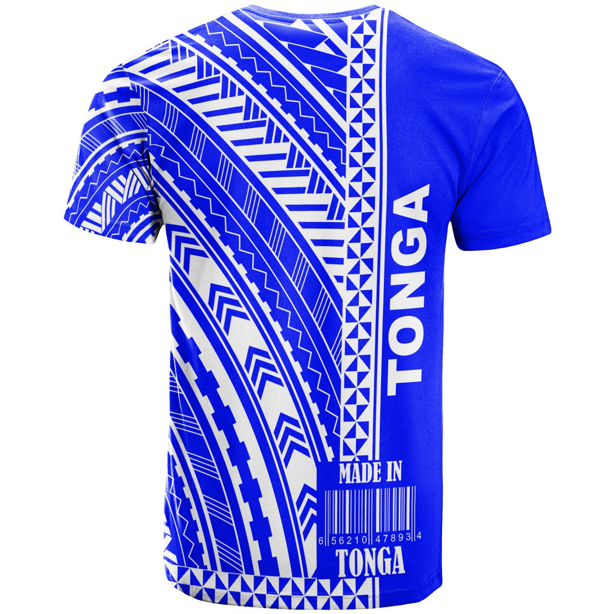 Tonga T Shirt Barcode Blue Color - Polynesian Pride