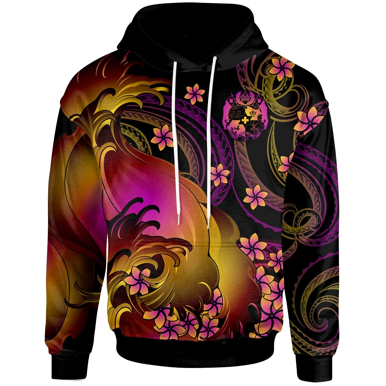 Tonga Hoodie Tonga in wave Unisex Black - Polynesian Pride