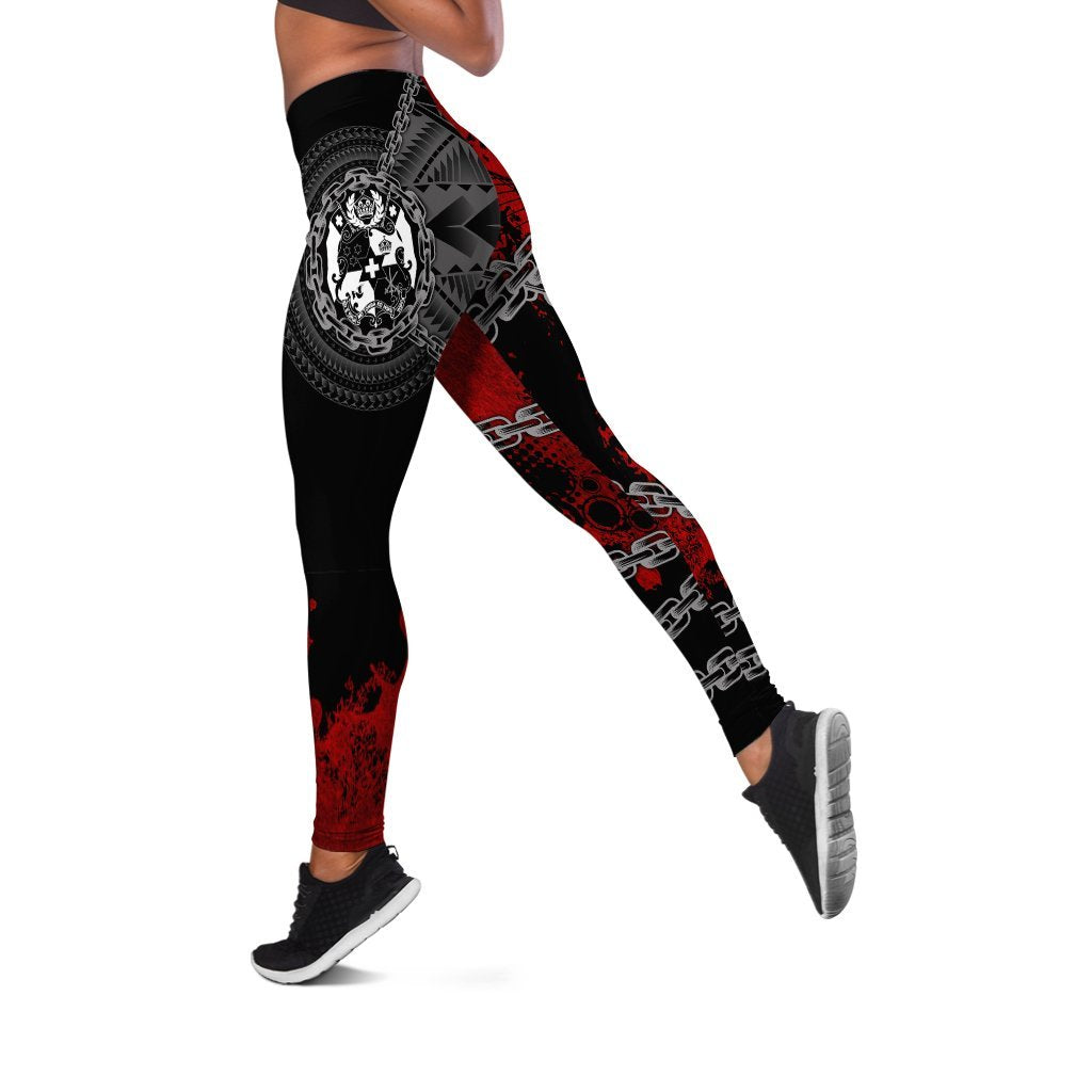 Tonga Polynesian Women's Leggings - Polynesian Chain Style Black - Polynesian Pride