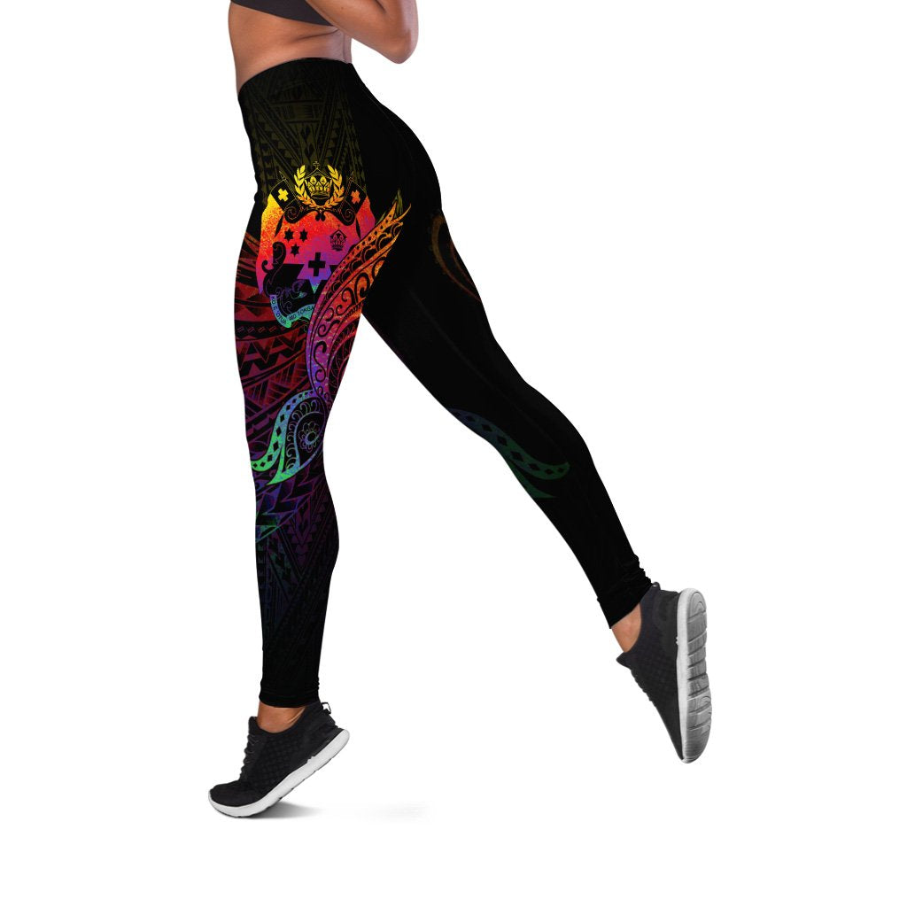 Tonga Leggings - Butterfly Polynesian Style Black - Polynesian Pride