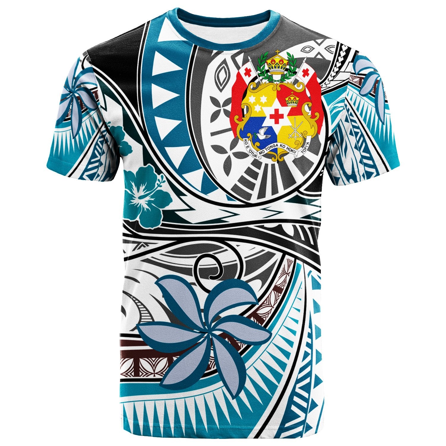 Tonga Polynesian T Shirt Flower and Flow Unisex BLUE - Polynesian Pride