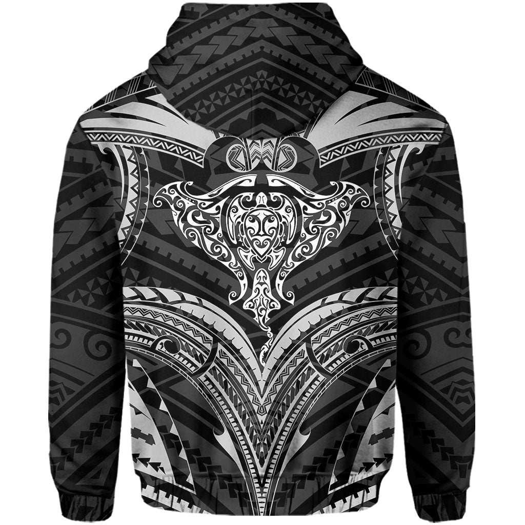 Polynesian Kanaka Shark Turtle Manta Ray Map of Hawaii Zip Hoodie - Polynesian Pride