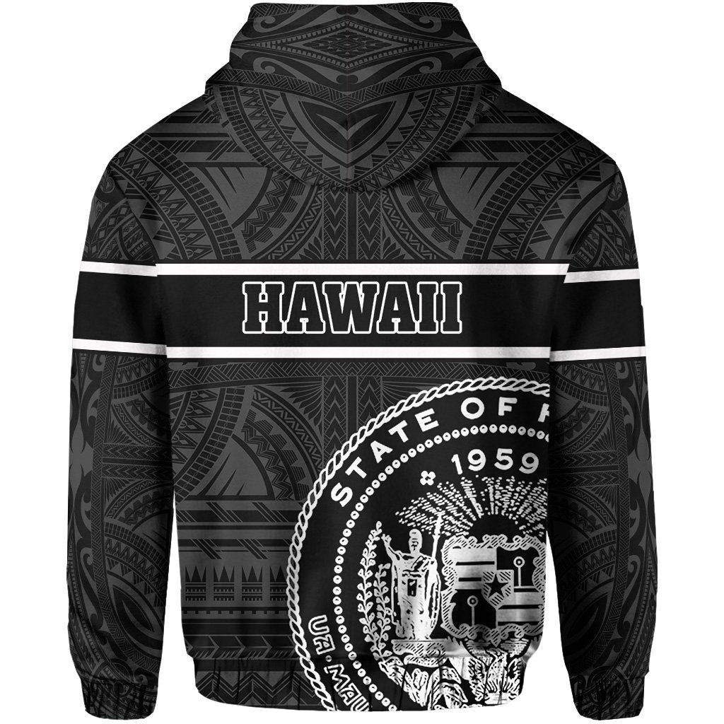 Polynesian Kakau Kanaka Seal of Hawaii Zip Hoodie White - Polynesian Pride