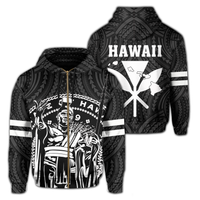 Polynesian King Kanaka Map Seal of Hawaii Zip Hoodie White Unisex White - Polynesian Pride