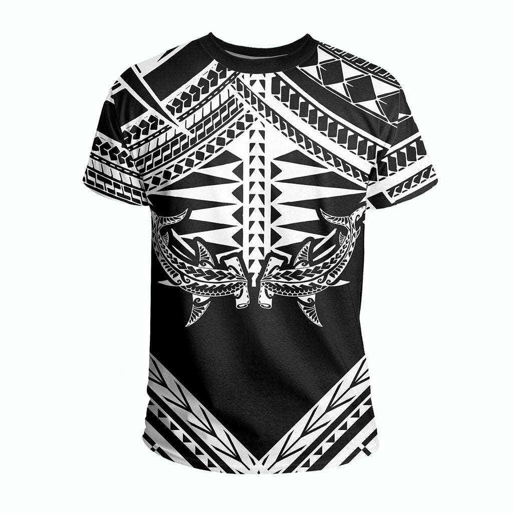 Hawaii Shark Polynesian Kanaka White T Shirt Candy Style - Polynesian Pride