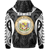 Hawaii Polynesian Tribal Coat of Arms Zipper Hoodie White Mark Style - Polynesian Pride