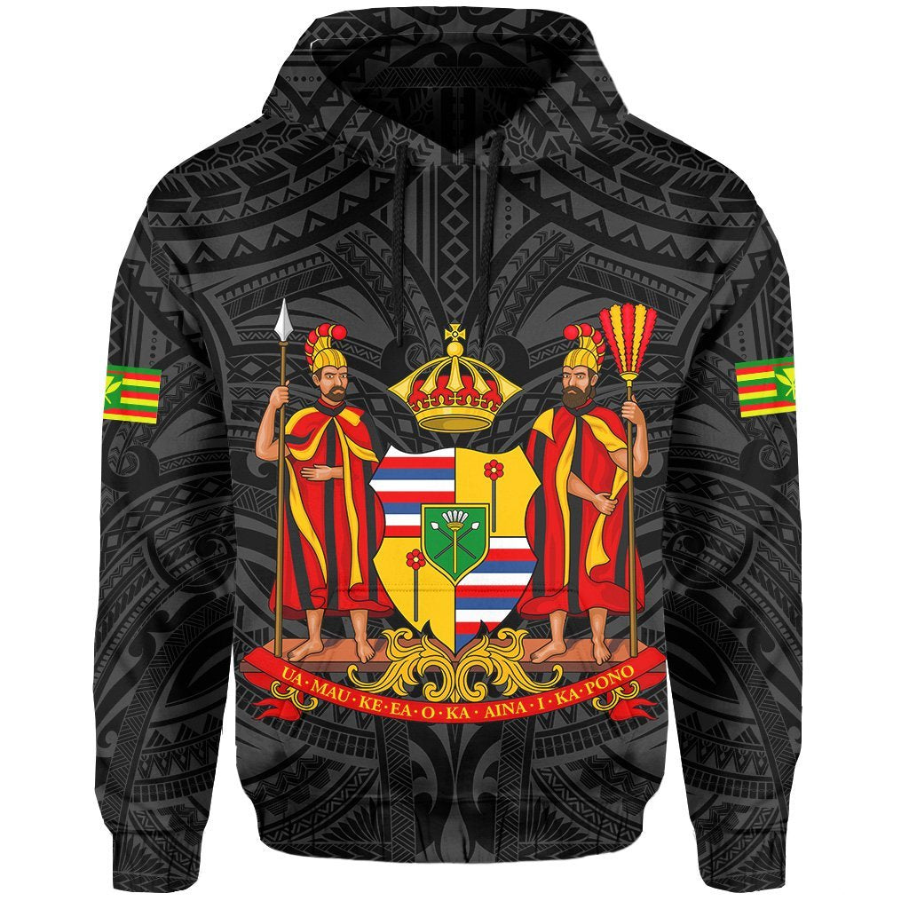 Polynesian Kanaka Maoli Royal Coat of Arms Hawaii Hoodie White - Polynesian Pride