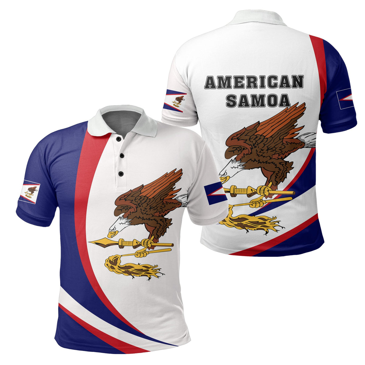 American Samoan Polo Shirt Arch Style Unisex White - Polynesian Pride