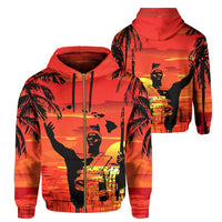 Hawaii Summer King Sunset Hoodie (Zip up) Unisex Orange - Polynesian Pride