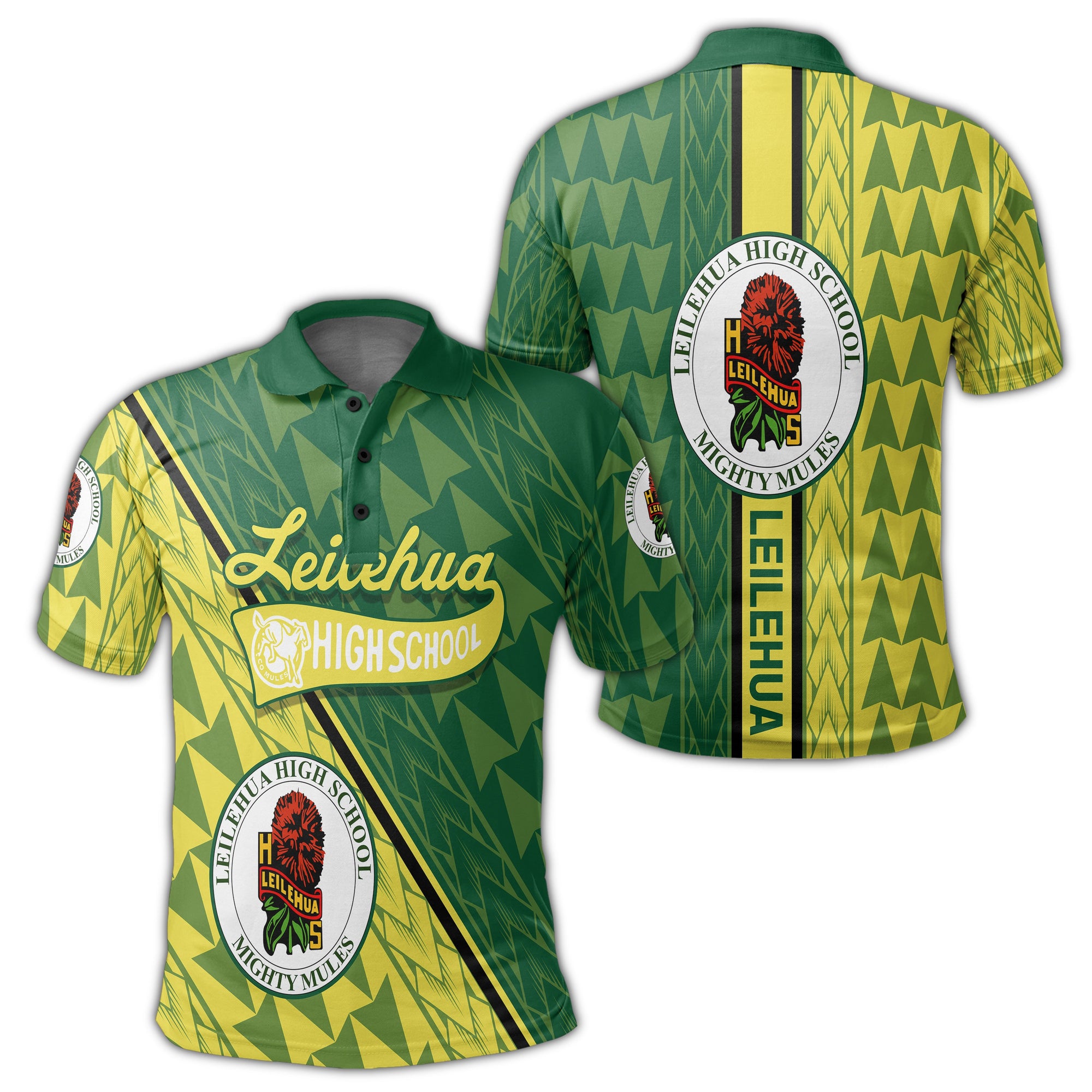 Hawaii Leilehua High Polo Shirt Energetic AH Unisex Green - Polynesian Pride