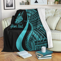 New Caledonia Custom Personalised Premium Blanket - Turquoise Polynesian Tentacle Tribal Pattern Crest - Polynesian Pride