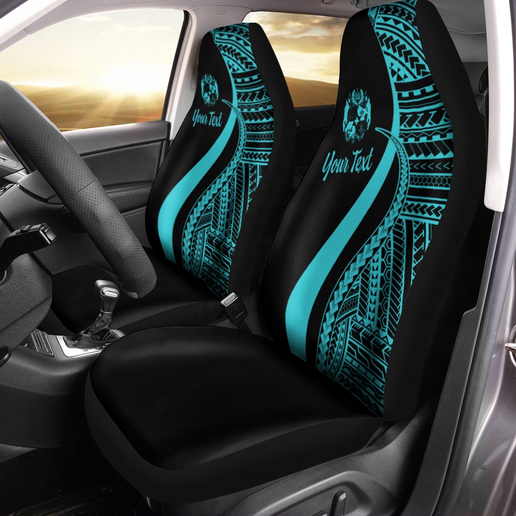 Tonga Custom Personalised Car Seat Covers - Turquoise Polynesian Tentacle Tribal Pattern Universal Fit Turquoise - Polynesian Pride