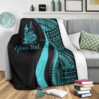 New Caledonia Custom Personalised Premium Blanket - Turquoise Polynesian Tentacle Tribal Pattern Crest - Polynesian Pride