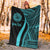 American Samoa Custom Personalised Premium Blanket - Turquoise Polynesian Tentacle Tribal Pattern - Polynesian Pride