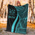 Fiji Custom Personalised Premium Blanket - Turquoise Polynesian Tentacle Tribal Pattern Crest - Polynesian Pride
