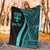 Fiji Custom Personalised Premium Blanket - Turquoise Polynesian Tentacle Tribal Pattern - Polynesian Pride