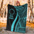 Cook Islands Premium Blanket - Turquoise Polynesian Tentacle Tribal Pattern - Polynesian Pride