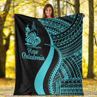 New Caledonia Premium Blanket - Turquoise Polynesian Tentacle Tribal Pattern Crest - Polynesian Pride