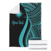 Marshall Islands Custom Personalised Premium Blanket - Turquoise Polynesian Tentacle Tribal Pattern - Polynesian Pride