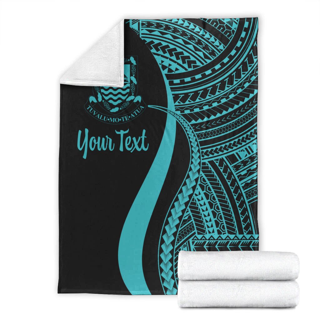 Tuvalu Custom Personalised Premium Blanket - Turquoise Polynesian Tentacle Tribal Pattern - Polynesian Pride