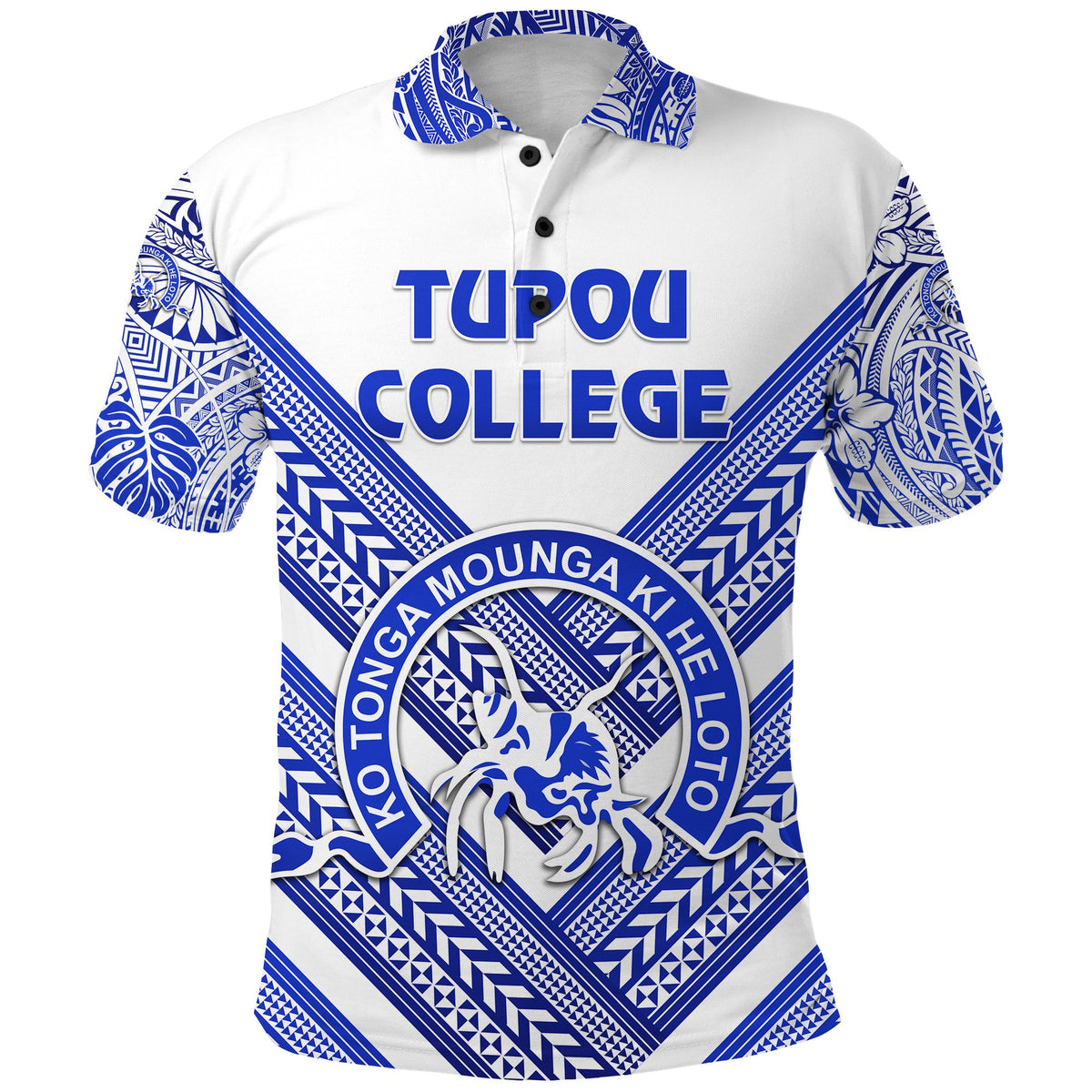 Custom Kolisi Ko Tupou College Tonga Polo Shirt Creative Style White, Custom Text and Number - Polynesian Pride