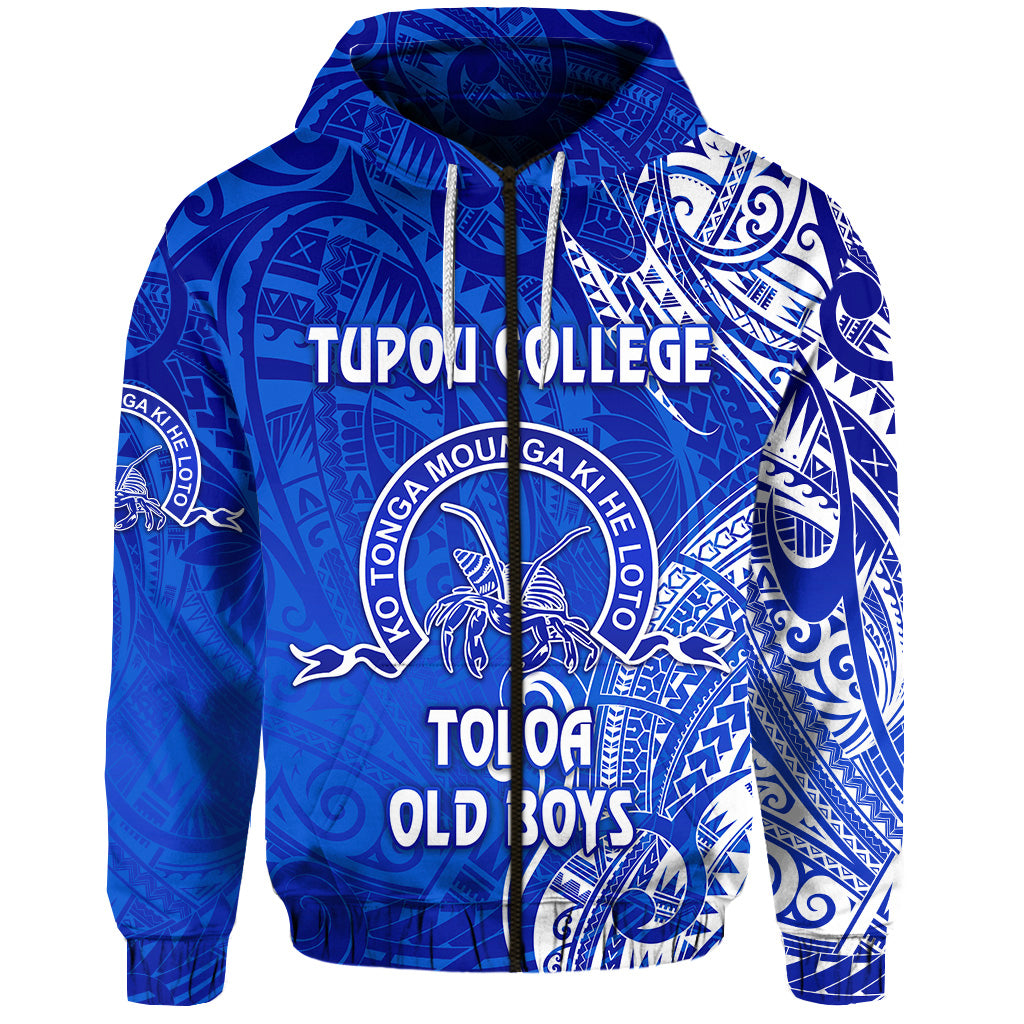 Tonga Tupou College Zip Hoodie Toloa Old Boys Simple Vibes Blue LT8 - Polynesian Pride