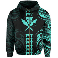 Kanaka Map Polynesian Kakau Hoodie (Zip up) Turquoise - Polynesian Pride