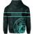 Polynesian Kakau Kanaka Seal of Hawaii Zip Hoodie Turquoise - Polynesian Pride