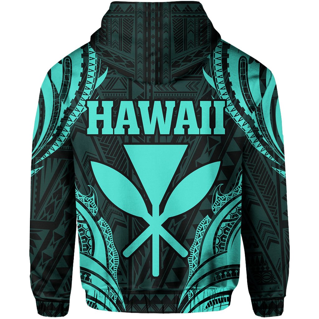 Polynesian Turtle Kanaka Maoli Hawaii Zip Hoodie Turquoise - Polynesian Pride